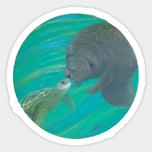Ocean Friends Manatee and Sea Turtle Sticker